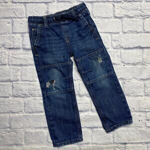 RUUM Elastic Waist, Distressed Pull On Jeans